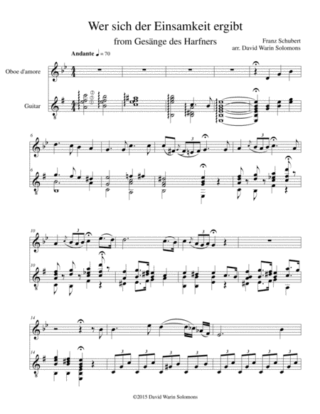 Wer Sich Der Einsamkeit Ergibt From Gesnge Des Harfners Arranged For Oboe D Amore And Guitar Page 2