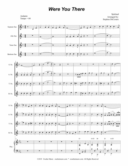 Were You There For Saxophone Quartet Piano Page 2