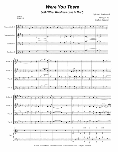 Were You There With What Wondrous Love Is This For Brass Quartet And Piano Alternate Version Page 2