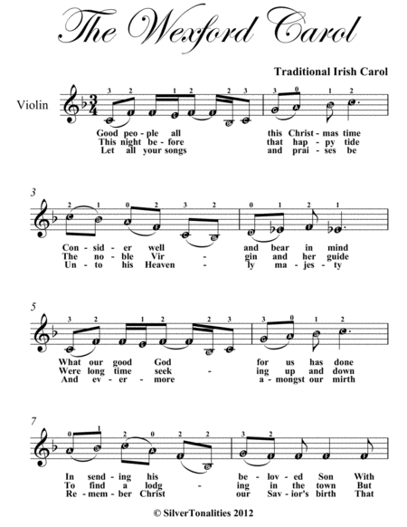 Wexford Carol Easy Violin Sheet Music Page 2