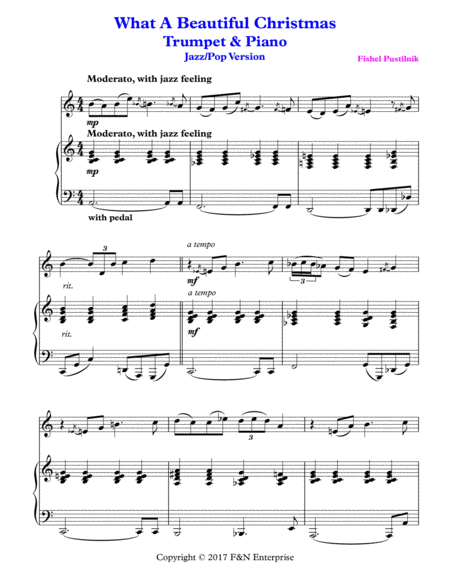 What A Beautiful Christmas Piano Background For Trumpet And Piano Page 2