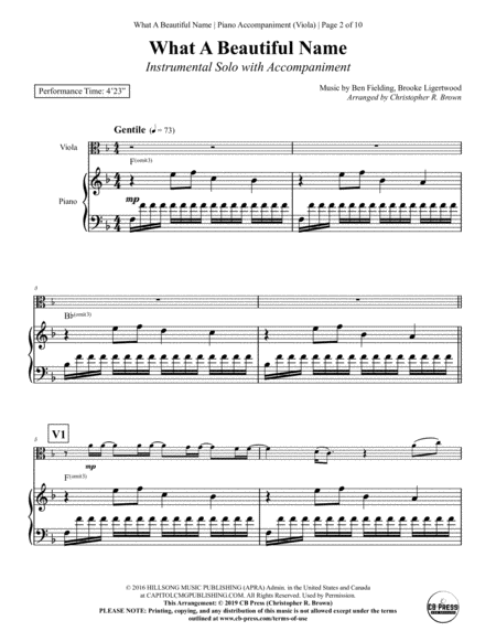 What A Beautiful Name Viola Solo With Piano Accompaniment Page 2