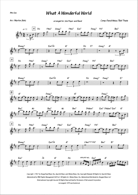 What A Wonderful World Arranged For Alto Sax Incl A Transcribed Solo Page 2