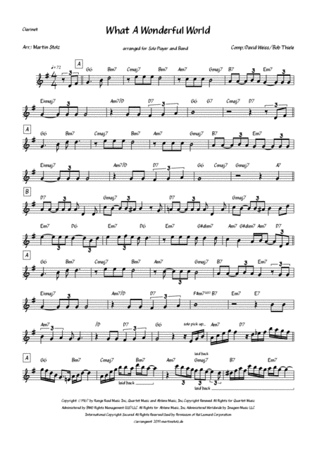 What A Wonderful World Arranged For Clarinet Page 2