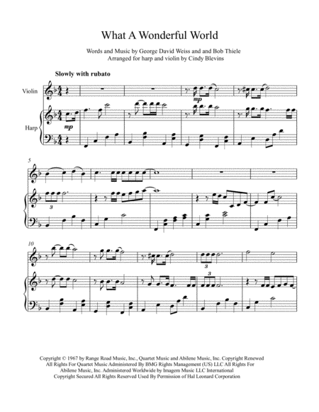 What A Wonderful World Arranged For Harp And Violin Page 2