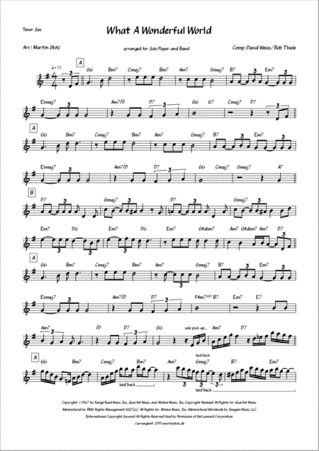 What A Wonderful World Arranged For Tenor Sax Incl Transcribed Solo Page 2