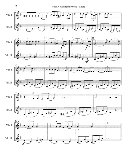 What A Wonderful World For Two Violins Page 2