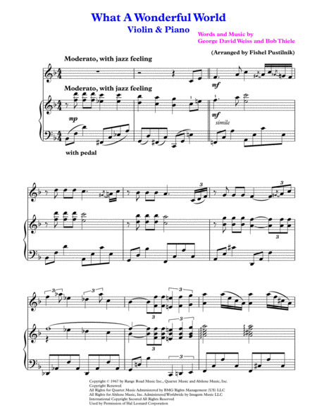 What A Wonderful World For Violin And Piano Page 2