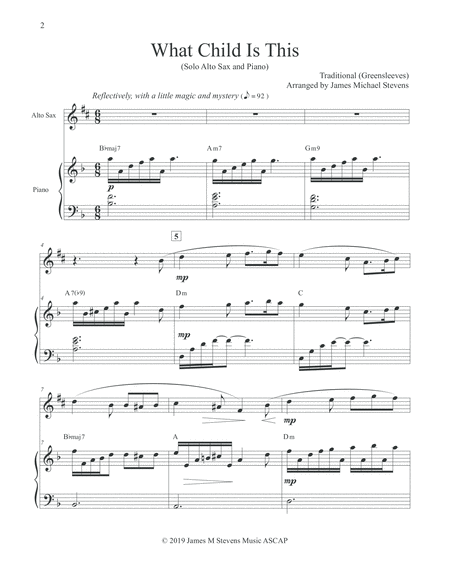 What Child Is This Christmas Alto Sax Piano Page 2