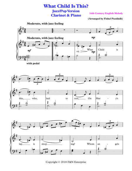 What Child Is This Piano Background For Clarinet And Piano Page 2