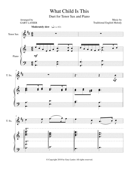 What Child Is This Tenor Sax Piano Page 2