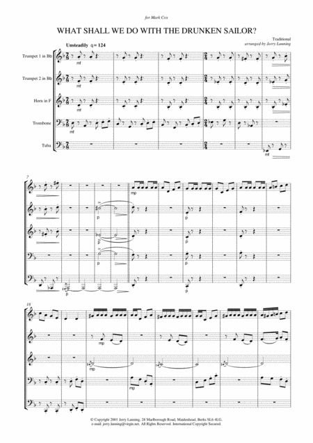 What Shall We Do With The Drunken Sailor Arr For Brass Quintet Page 2