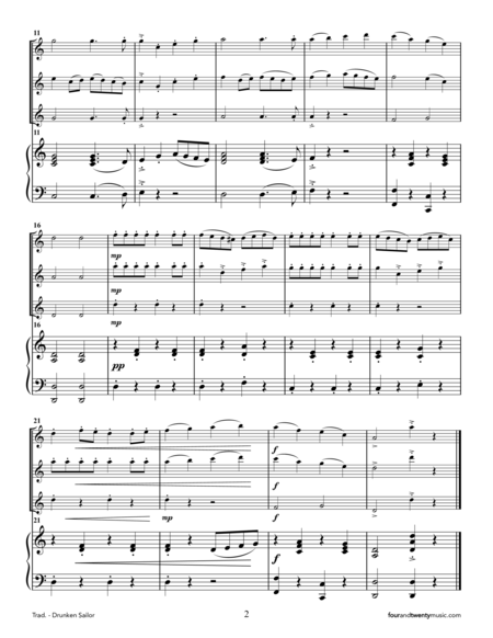 What Shall We Do With The Drunken Sailor For Two Or Three Flutes And Piano Page 2