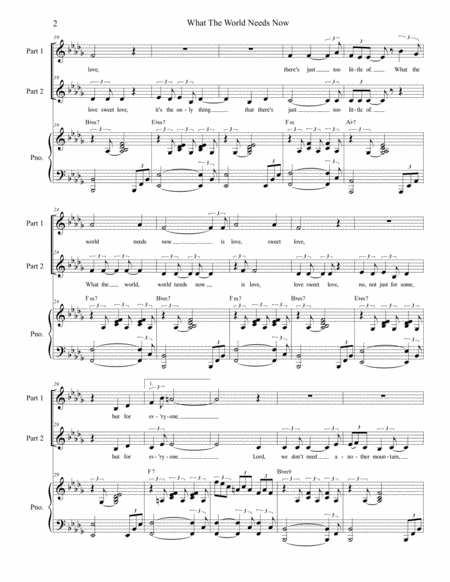 What The World Needs Now Is Love For 2 Part Choir Page 2