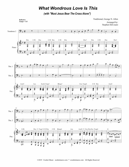 What Wondrous Love With Must Jesus Bear The Cross Alone Trombone Duet Page 2