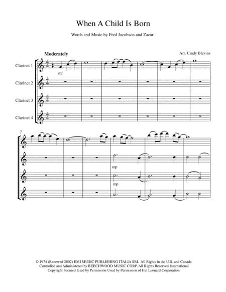 When A Child Is Born Clarinet Quartet Page 2