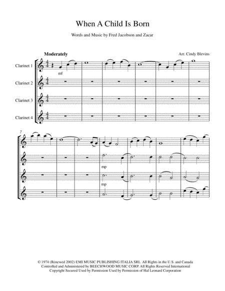 When A Child Is Born Easy Clarinet Quartet Page 2