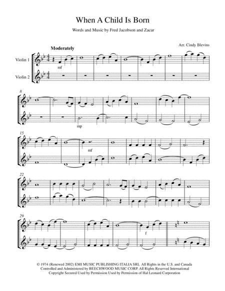 When A Child Is Born Easy Violin Duet Page 2