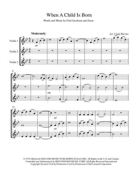 When A Child Is Born Easy Violin Trio Page 2