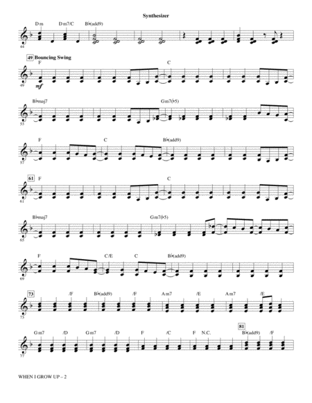 When I Grow Up From Matilda The Musical Arr Roger Emerson Synthesizer Page 2