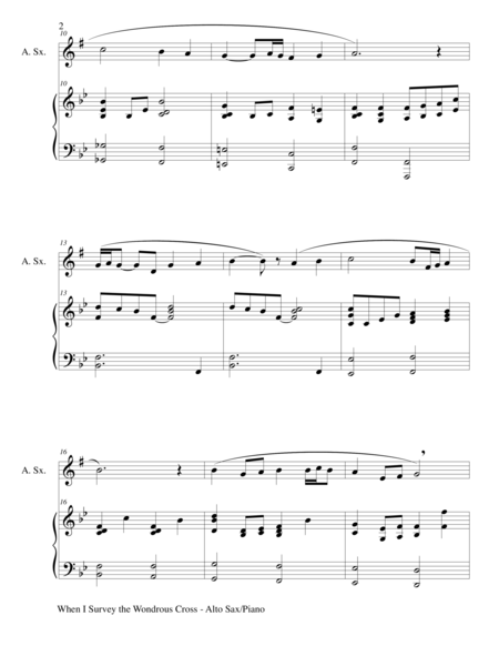 When I Survey The Wondrous Cross Alto Sax Piano And Sax Part Page 2