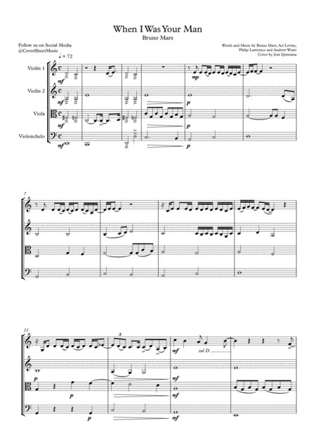 When I Was Your Man String Quartet Page 2