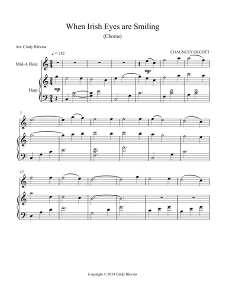 When Irish Eyes Are Smiling Arranged For Harp And Native American Flute From My Book Classic With A Side Of Nostalgia For Harp And Native American Flu Page 2