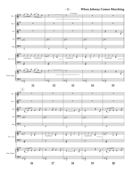 When Johnny Comes Marching Home For Brass Quintet Page 2