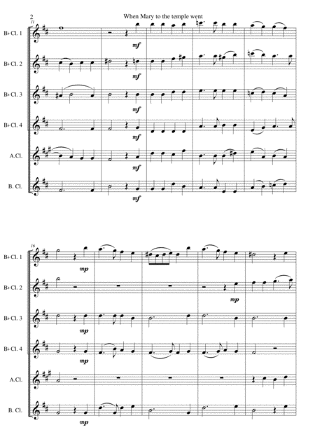 When Mary To The Temple Went Maria Wallt Zum Heiligtum For Clarinet Sextet Page 2