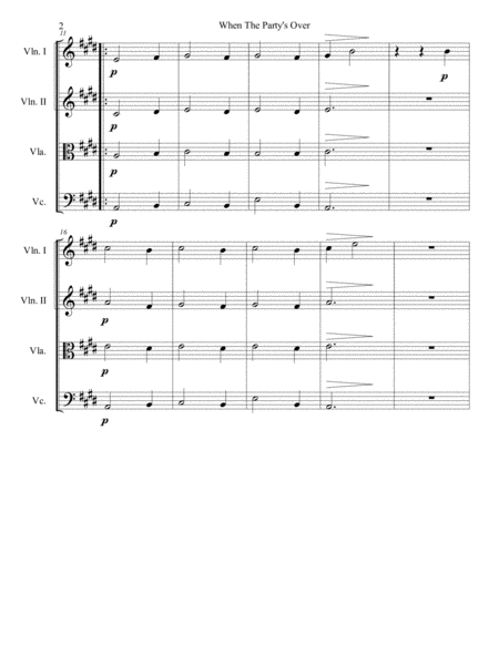 When The Partys Over String Quartet Page 2