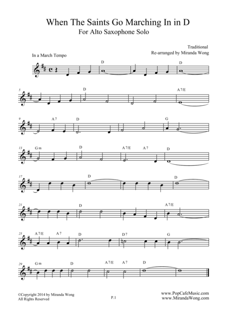 When The Saints Go Marching In Alto Saxophone Key Concert Key Page 2