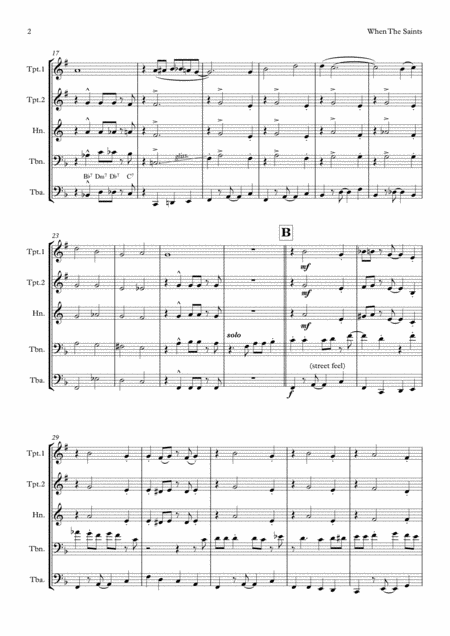 When The Saints Go Marching In Brass Quintet Page 2