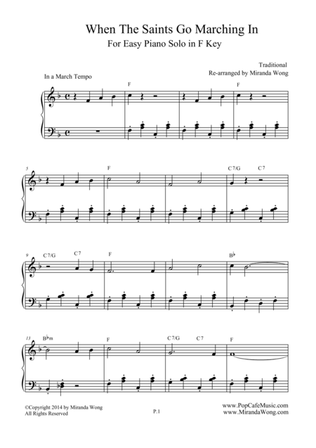 When The Saints Go Marching In Children Piano Music In F Key Page 2