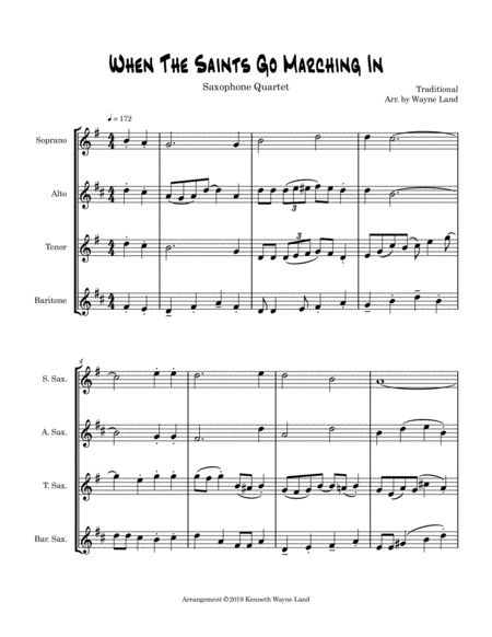 When The Saints Go Marching In Saxophone Quartet Page 2