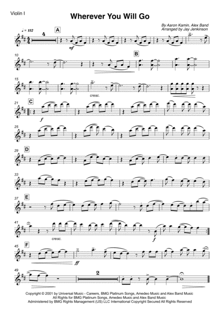 Wherever You Will Go For String Quartet Page 2