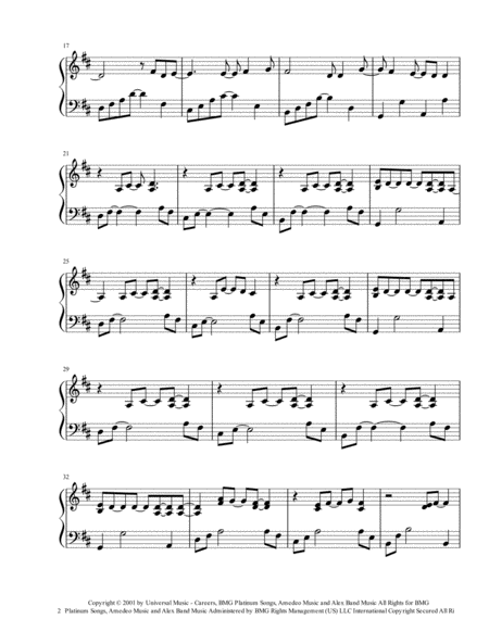 Wherever You Will Go The Calling Piano Solo Page 2