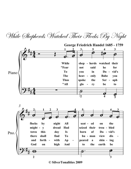 While Shepherds Watched Their Flocks By Night Easiest Piano Sheet Music Page 2