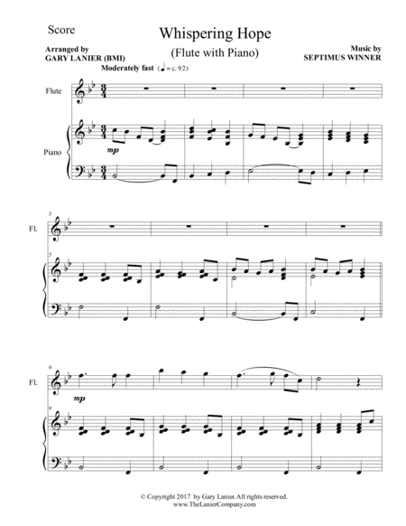 Whispering Hope Duet Flute Piano With Score Part Page 2