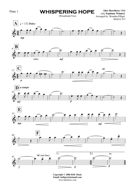 Whispering Hope Woodwind Trio 2 Flutes And Clarinet Page 2