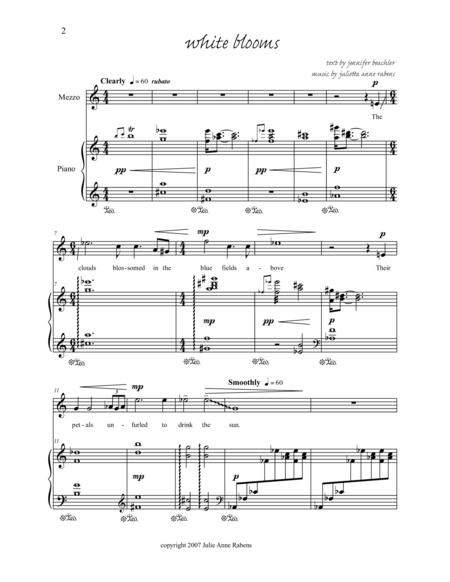 White Blooms For Mezzo Soprano And Piano Page 2