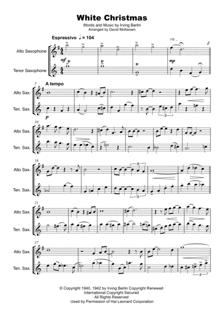 White Christmas Alto And Tenor Saxophone Duet Page 2