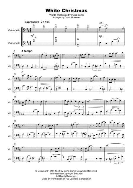 White Christmas Cello Duet Page 2