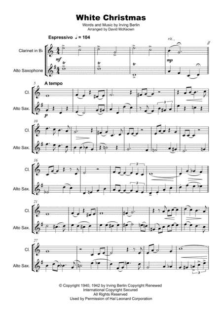 White Christmas Clarinet And Alto Saxophone Duet Page 2