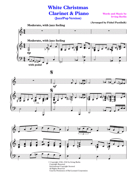 White Christmas For Clarinet And Piano Page 2