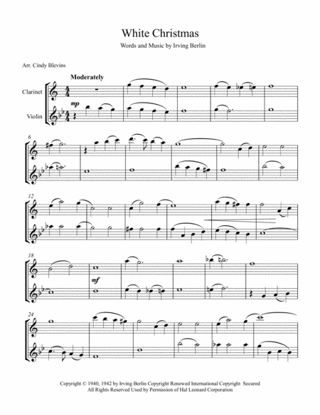 White Christmas For Clarinet And Violin Page 2