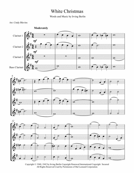 White Christmas For Clarinet Quartet With Bass Clarinet Page 2