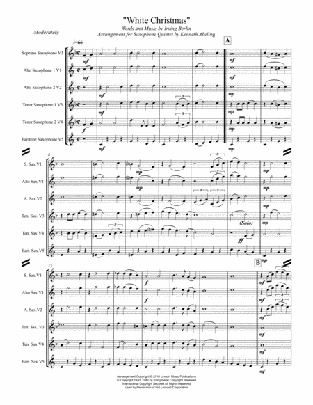 White Christmas For Saxophone Quintet Sattb Or Aattb Page 2