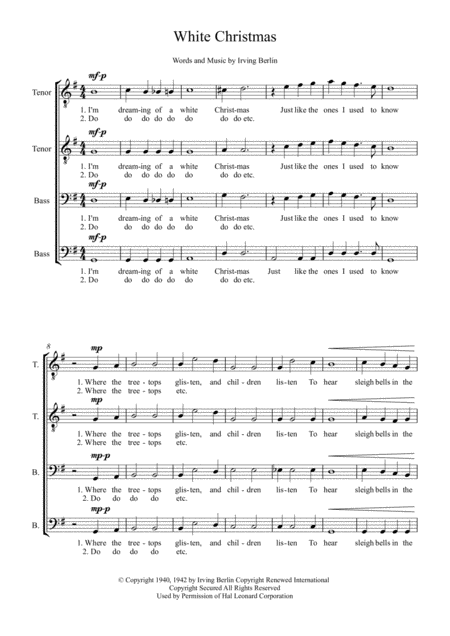 White Christmas Male Voice Choir Ttbb Unaccompanied Page 2