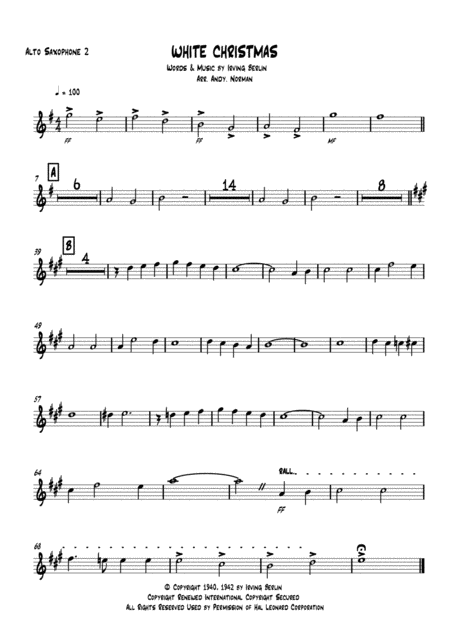 White Christmas Saxophone Quintet Page 2