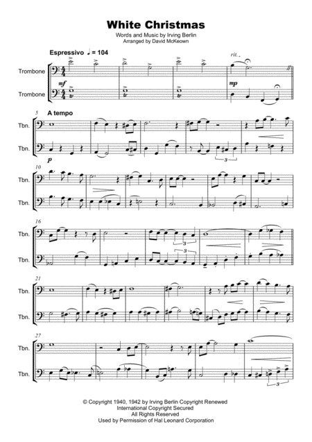 White Christmas Trombone Duet Page 2